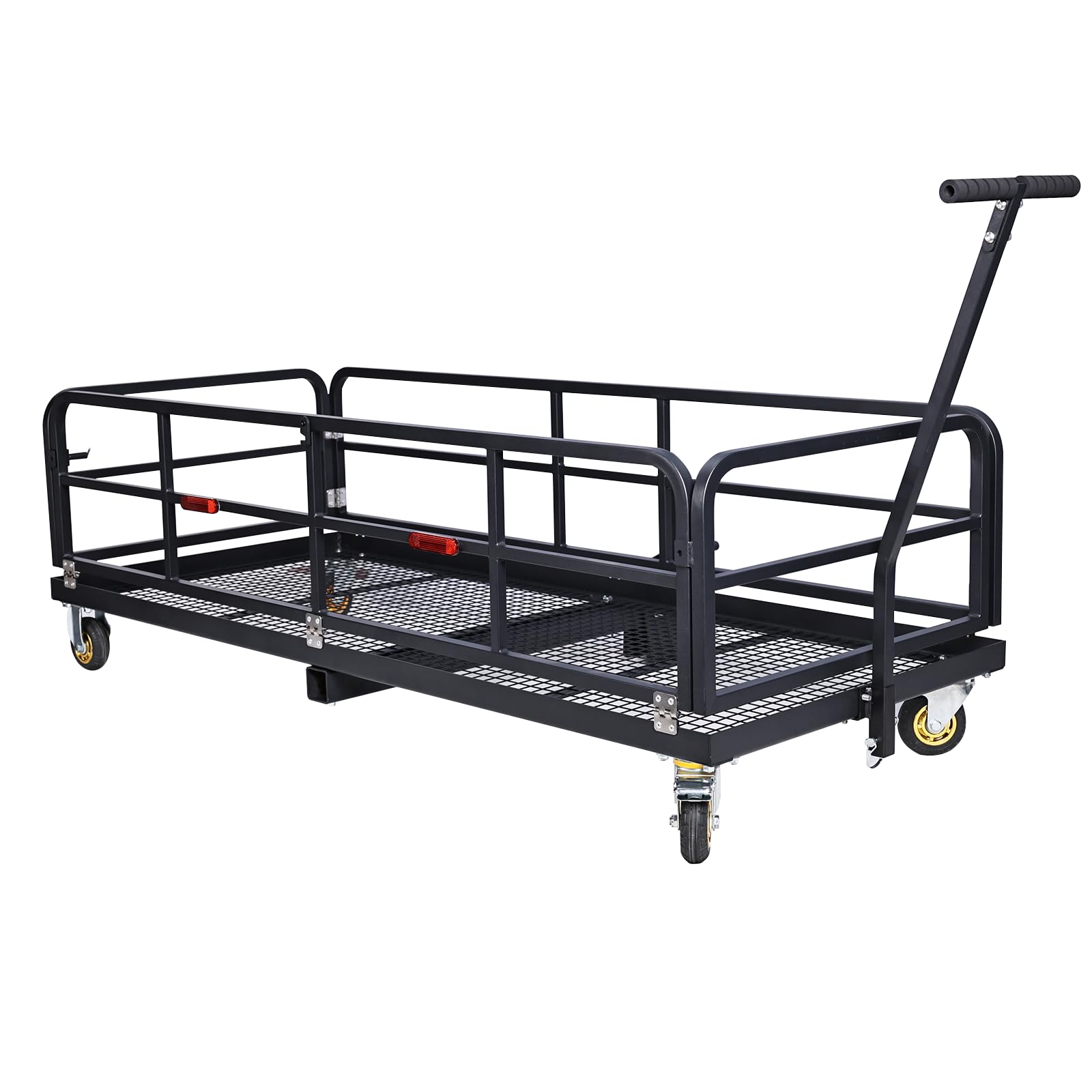 Hitch-Mounted Cargo Basket, 750 LBS Folding Vehicle Cargo Carrier Fit 2 in Receiver with Wheels and Handle, Heavy Duty Luggage S