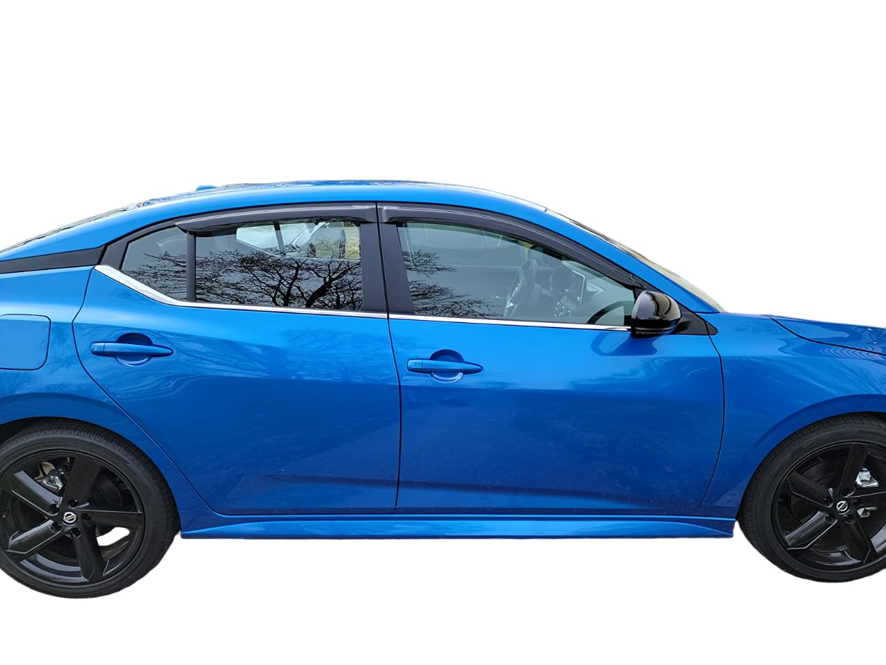 2020-2024 Tape-On Side Window Visor Deflectors For Nissan Sentra S Sv Sr Dark Tinted Rain Guards 2021 2022 2023