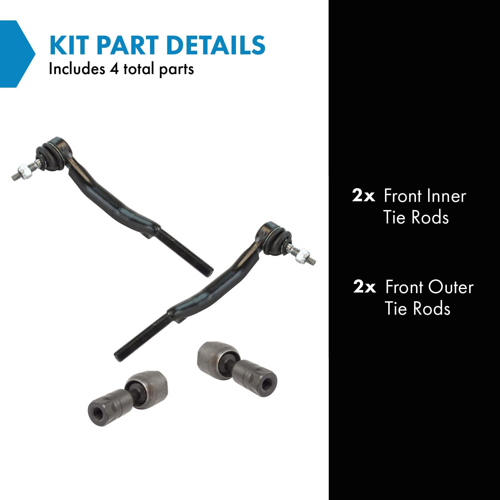Trq Front Tie Rod Set Compatible With 2004-2009 Cadillac Srx