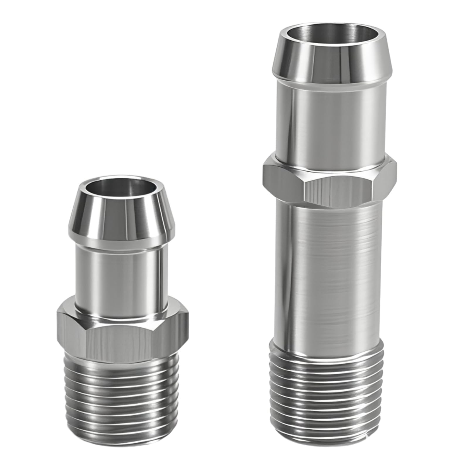 FUSCH 2Pcs Upgraded Stainless Steel 1/2 NPT Heater Hose Fittings, 5/8 Intake Fitting 3/4 Water Pump Fitting Compatible with Smal