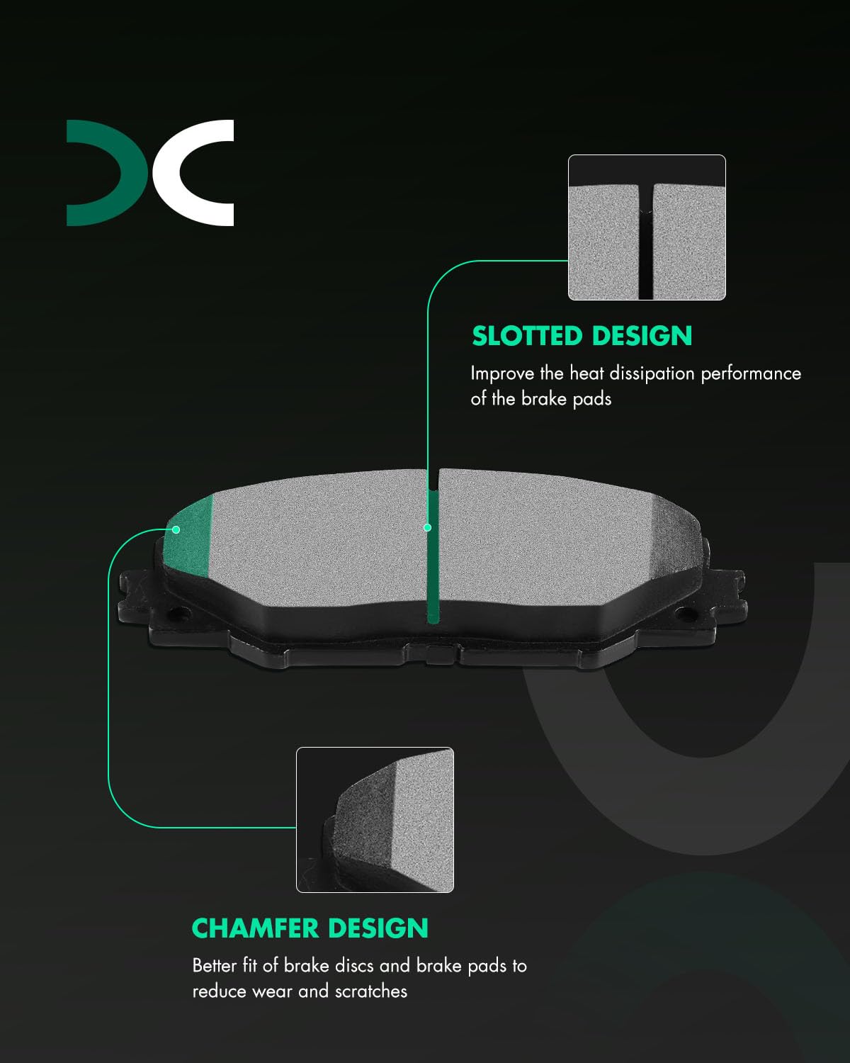 SCITOO Disc Brake Pads Kits D1211-8331 Ceramic Front Brake Pads Set Fit For Pontiac For Vibe 2009-2010,For Scion For iM 2016,For