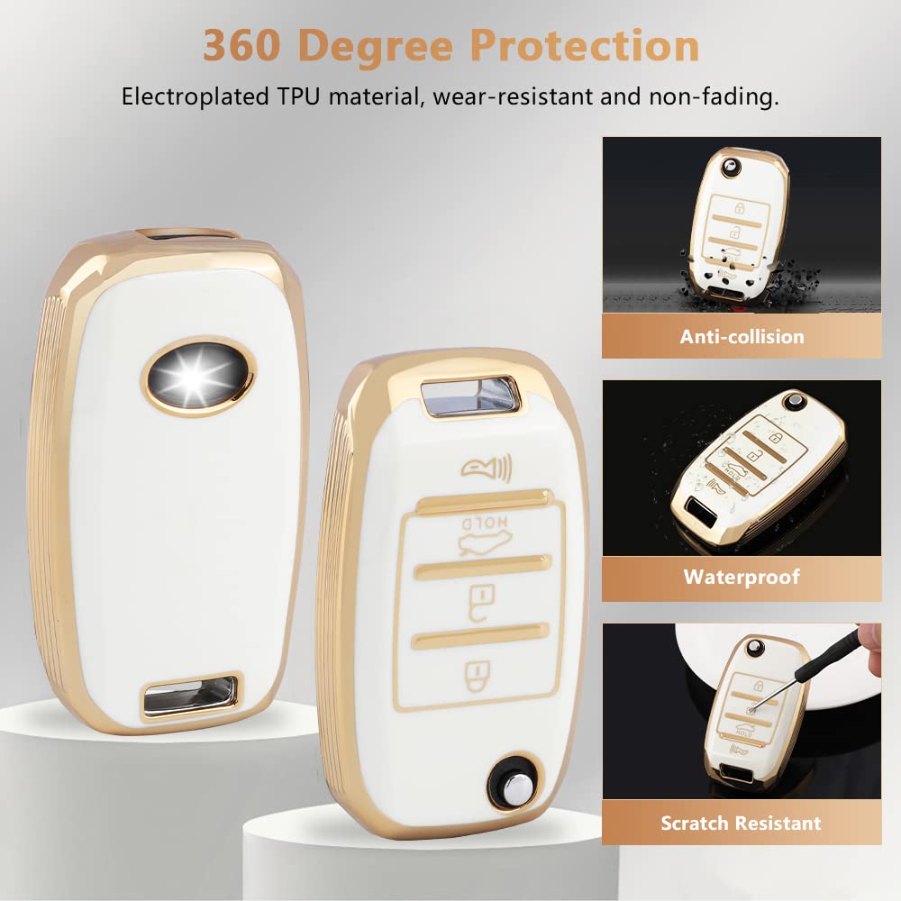 Pifoog For Kia Key Fob Cover Bling Keychain Women Girly Tpu Car Keys Shell Case Protector 4 - Button Full Covers For Kia Sorento