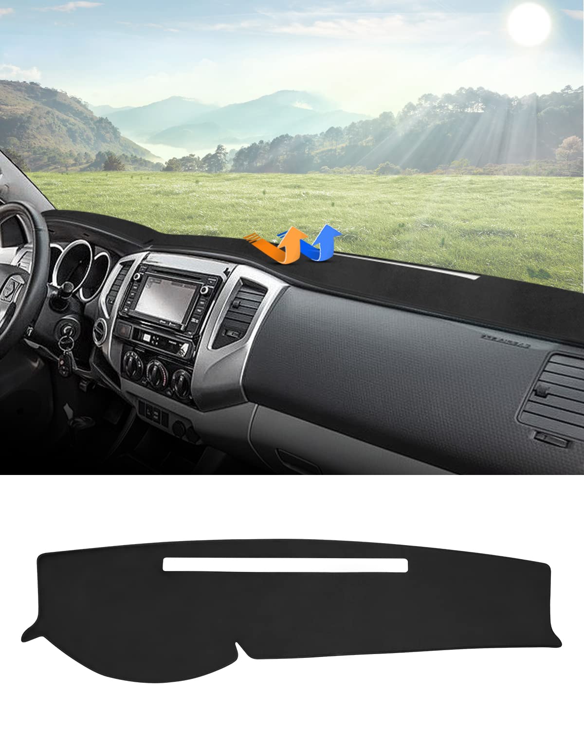 Autorder Dashboard Cover Mat For 2005-2015 Toyota Tacoma Pickup Accessories Dash Cover Flannel Dash Mat Sunshade Glare Uv Rays P
