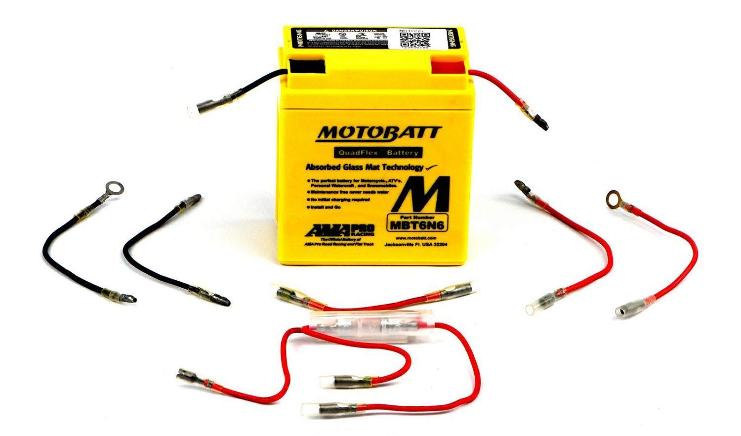 MotoBatt MBT6N6 (6V 6 Amp) Factory Activated Maintenance Free QuadFlex AGM Battery