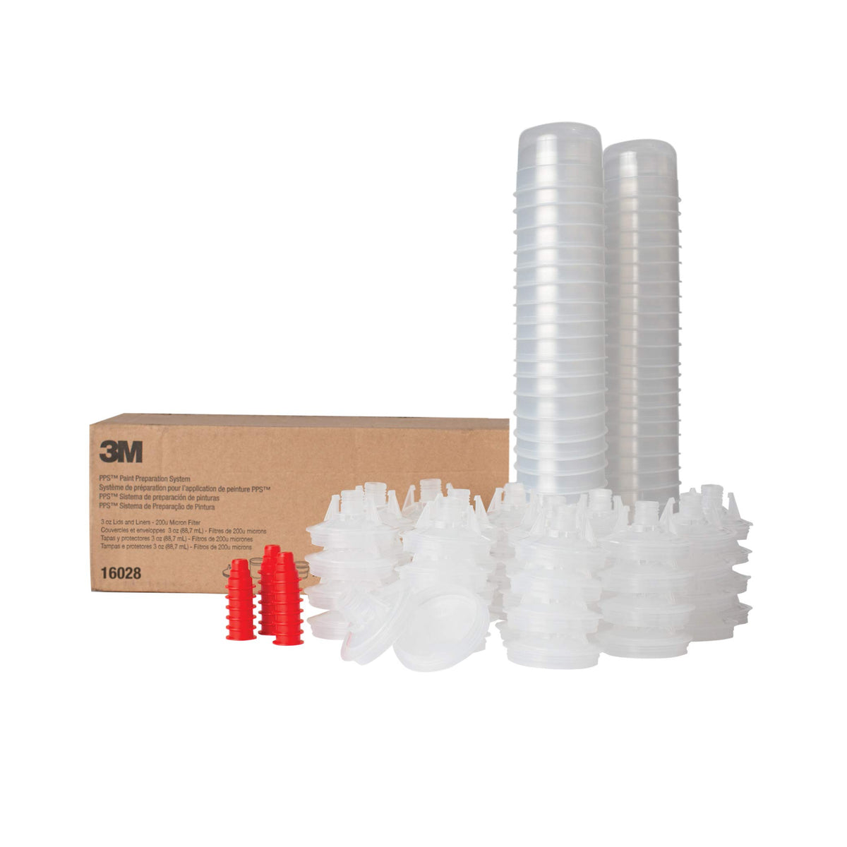3M Pps (Original Series) Paint Spray Gun Cup Lids And Liners Kit, 16028, Micro, 3 Oz, 200-Micron Filter, Use W/ Paint Gun For Ca