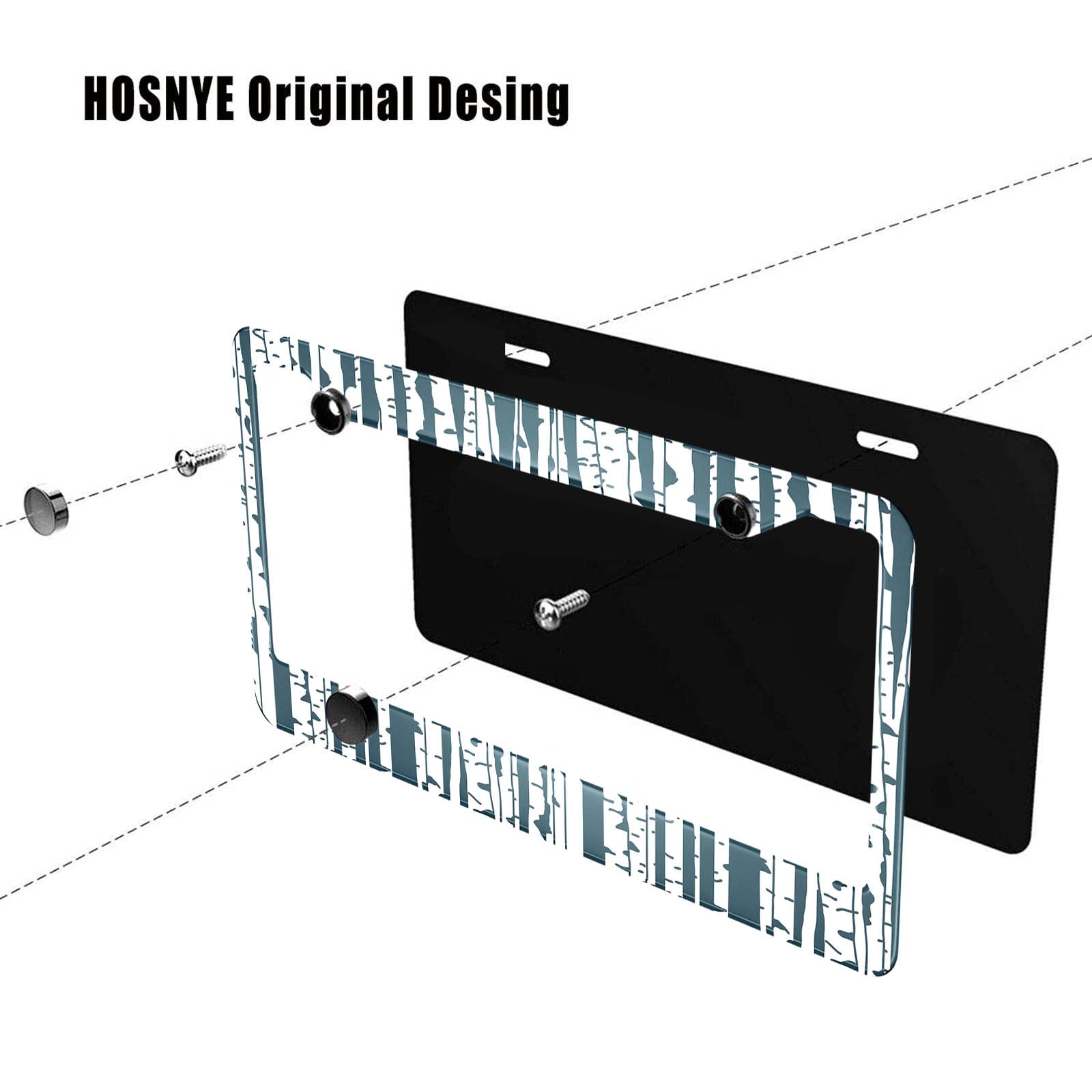 Hosnye Birch Trees License Plate Frame Simple Doodle For You Design Metal License Plate Cover Front Plates Frames Car Tag Frame