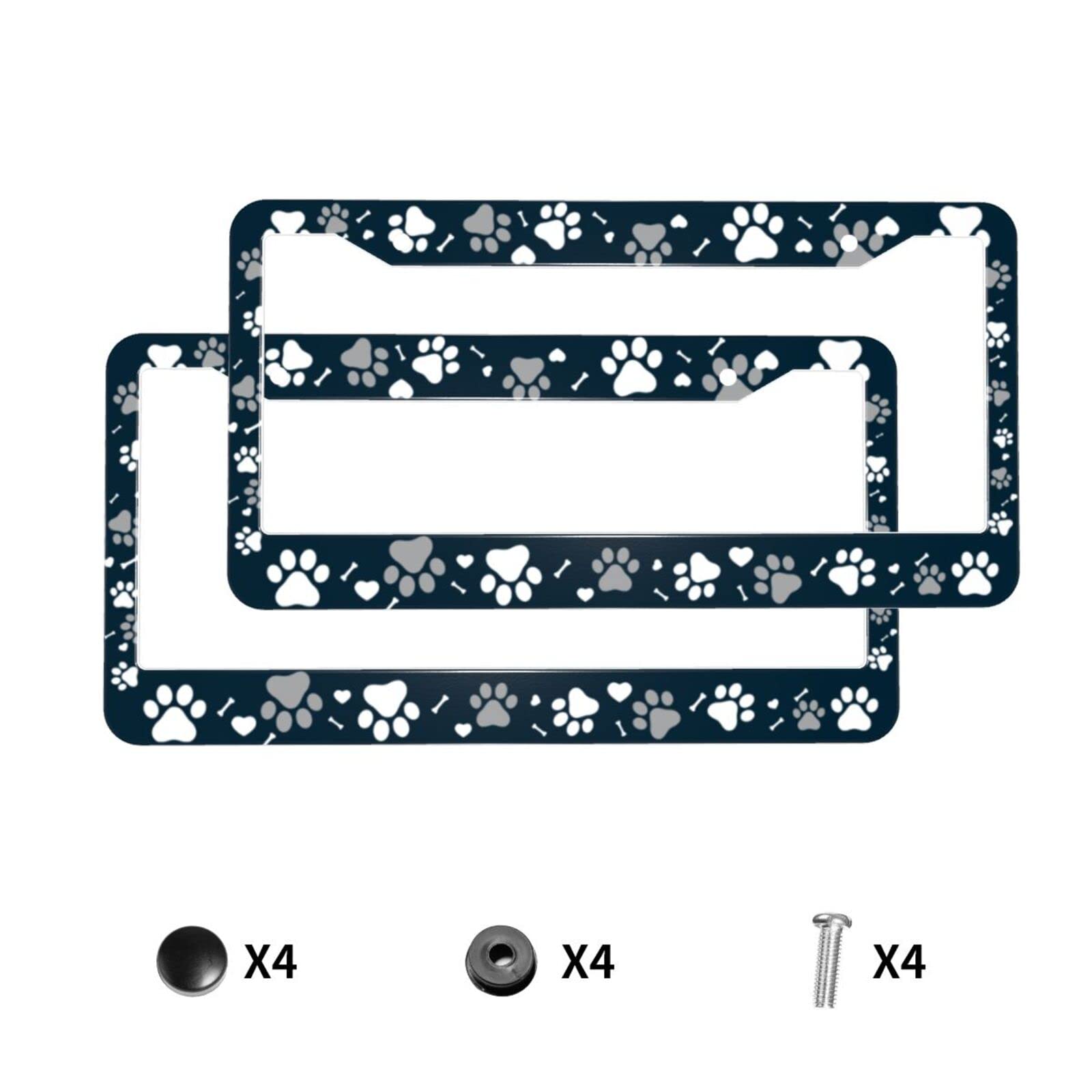 Dog Paw License Plate Frames,Paw License Plate Frames,paw Print License Plate Covers Cat Paw Print Car Tag Frame Holder Stainles