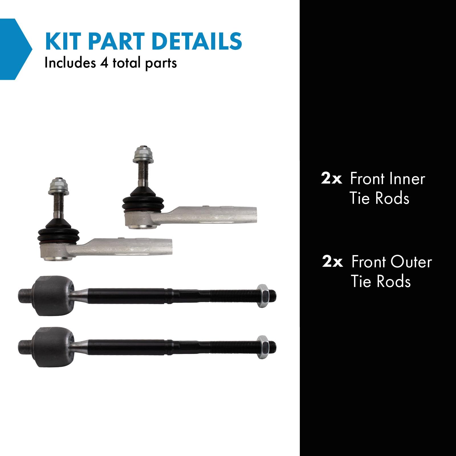 Trq Front Inner And Outer Tie Rod Set Compatible With 2016-2020 Tesla S X
