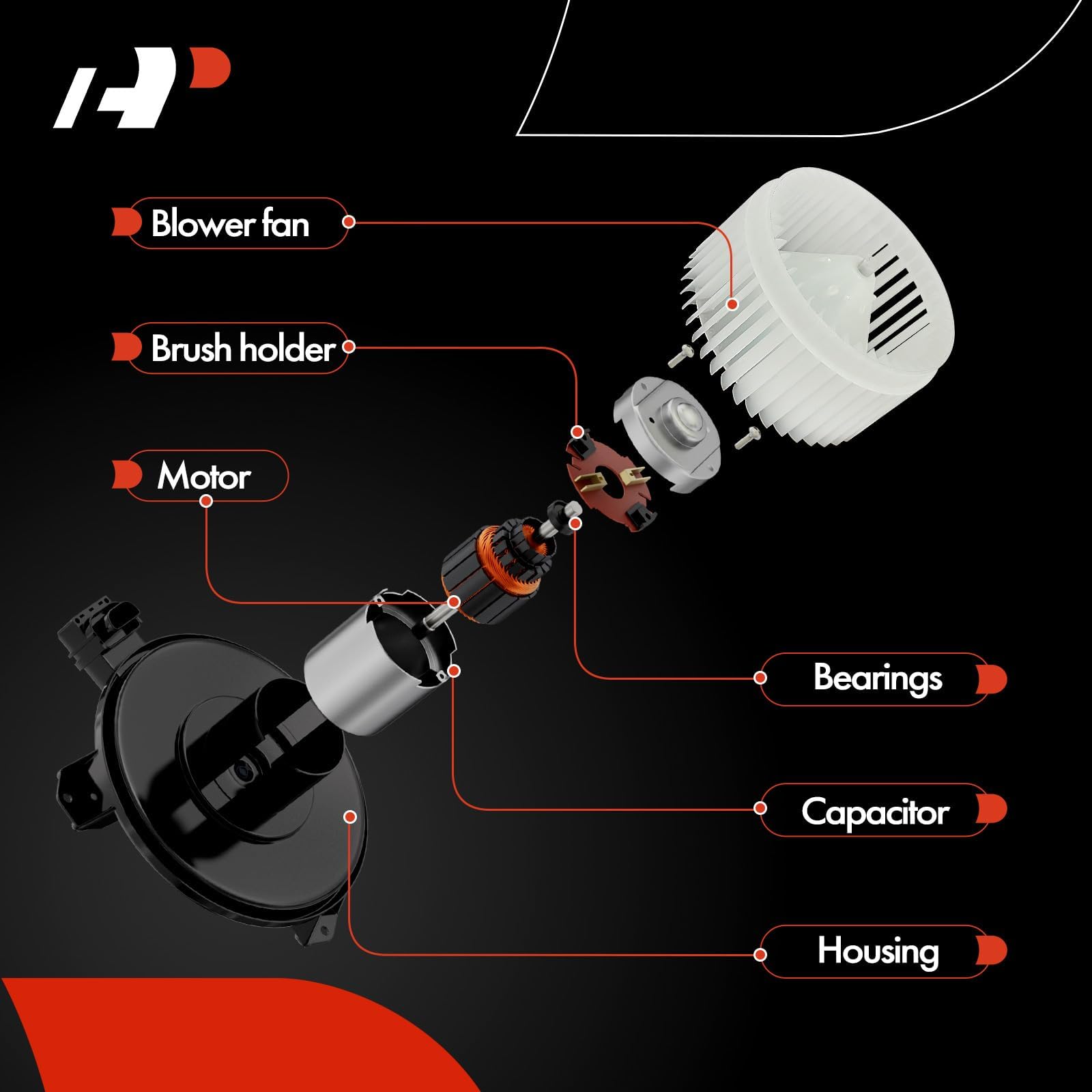 A-Premium HVAC A/C Heater Blower Motor with Fan Cage Replacement for Toyota Vehicles - Tacoma 2005-2015 - Replace# 87103-04043,