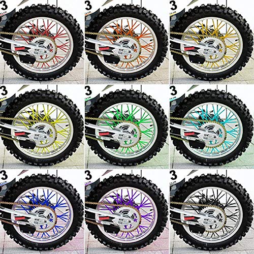 36 Pcs Wheel Rim Spoke Skins Covers, Keenso Motocross Rims Skins Off Road Guard Wraps Kit Motorcycle Covers Wrap Decor Protector For Universal Motocross Dirt Bike(Sky Blue)