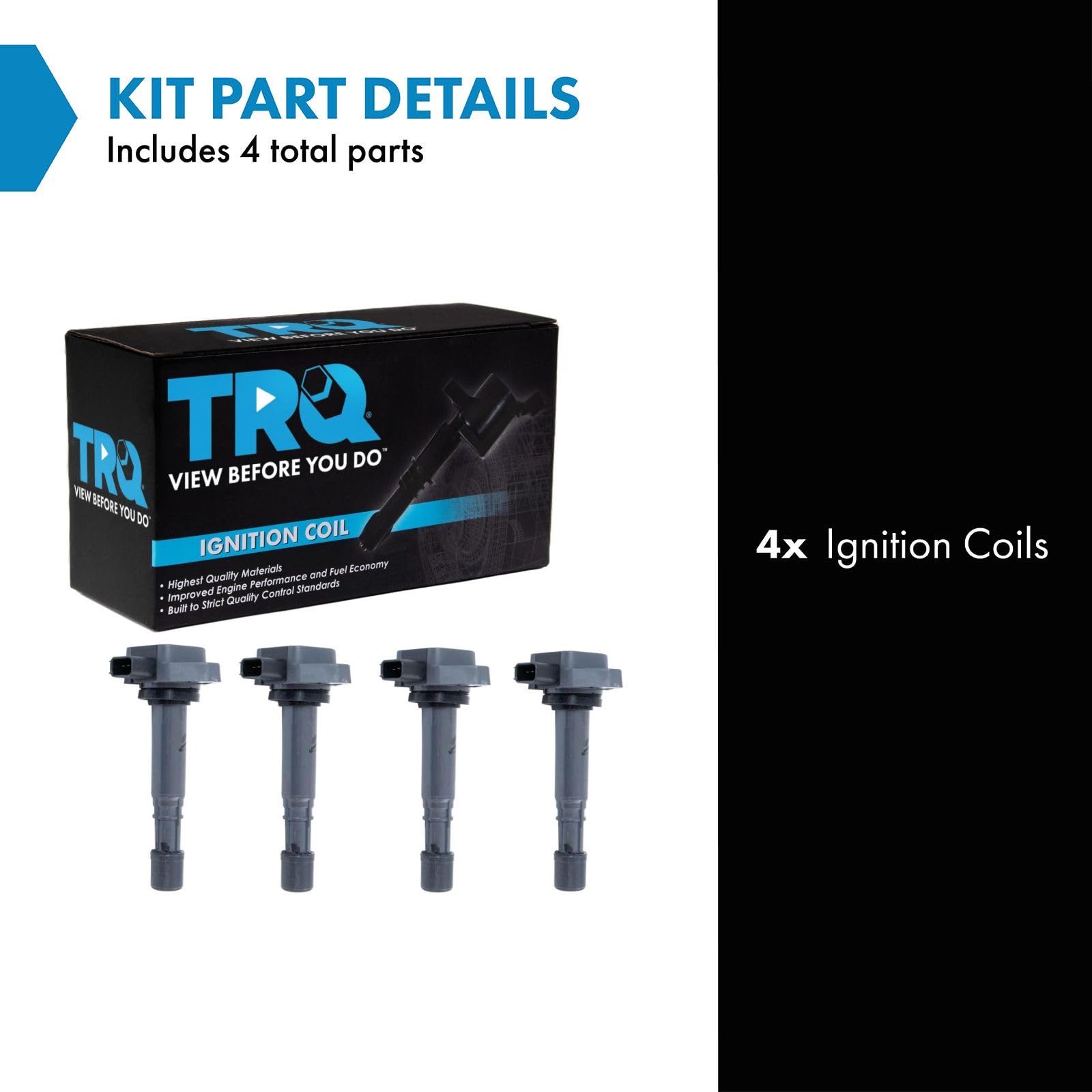 Trq Ignition Coil Set 4 Piece Direct Replacement Compatible With 2001-2005 Honda Civic