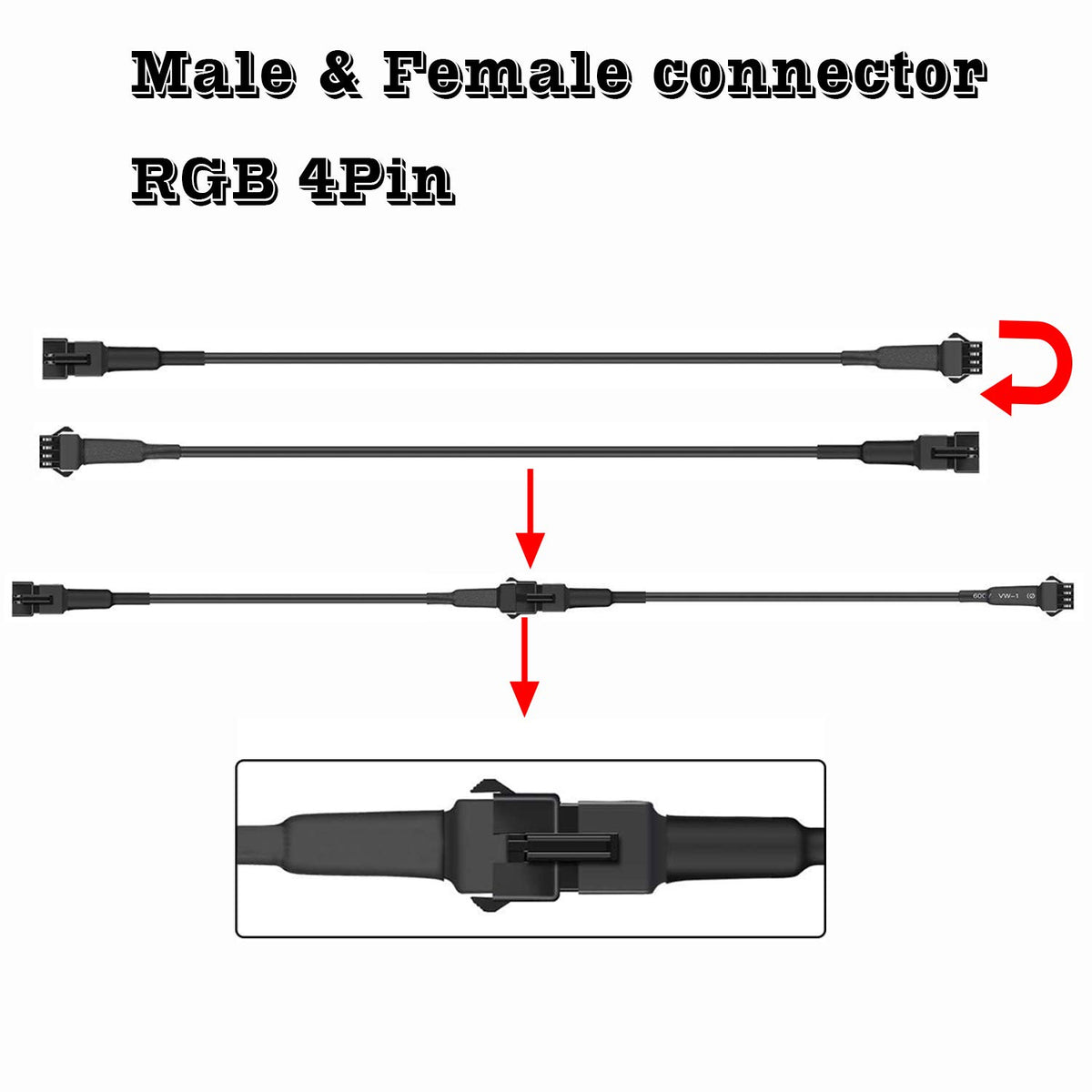 NBWDY 4pcs 60in/150cm RGB LED Rock Motorcycle Light Extension Cable Wire Cord Se