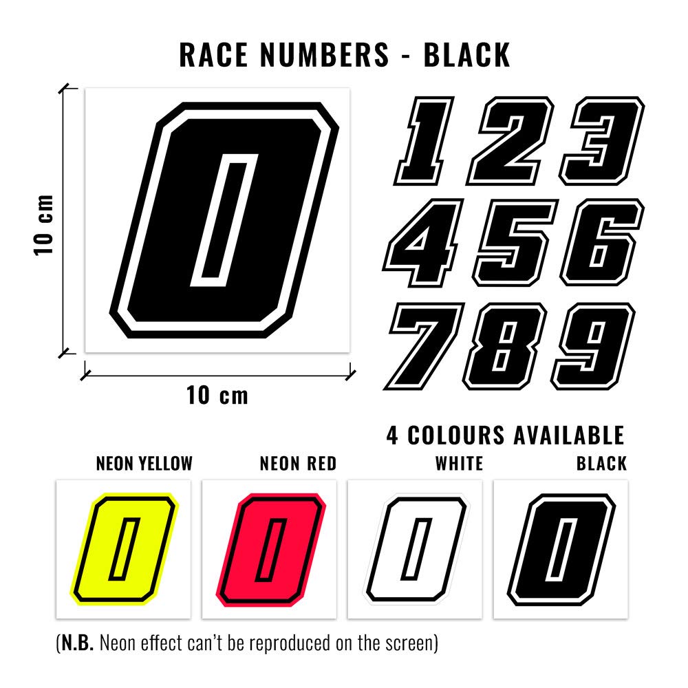 4R Quattroerre.It 13378 Racing Number 8 Moto Gp, Black, 10 X 10 Cm