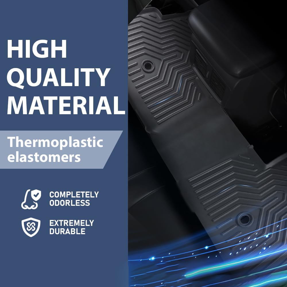 Pit66 Floor Mats Compatible With 2023-2024 Honda Pilot (Heavy Duty) Tpe 4-Piece Premium,Black