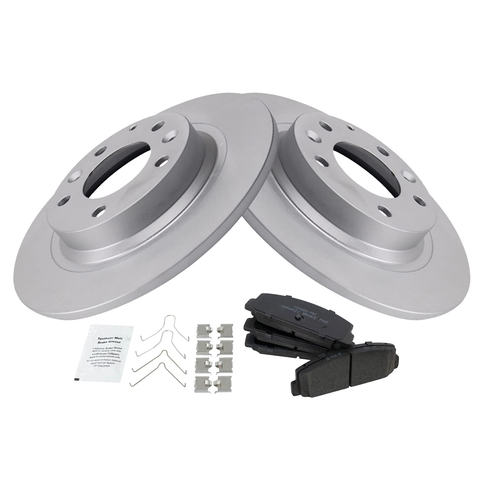 Trq Rear Brake Pad & Rotor Kit Brake Pads Brake Rotor Ceramic Premium G-Coated Compatible With 2003-2005 Mazda 6 2003 Protege