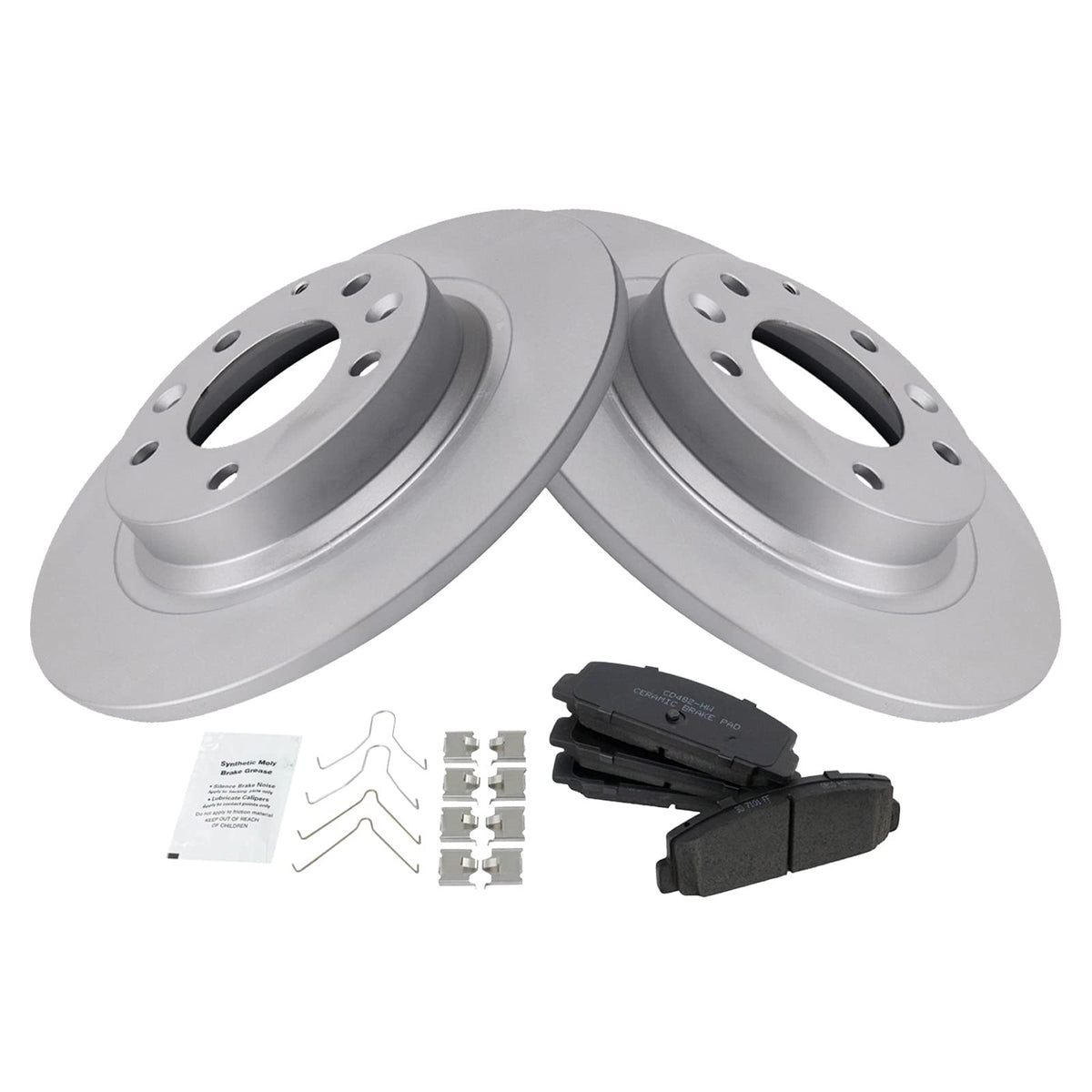 Trq Rear Brake Pad & Rotor Kit Brake Pads Brake Rotor Ceramic Premium G-Coated Compatible With 2003-2005 Mazda 6 2003 Protege
