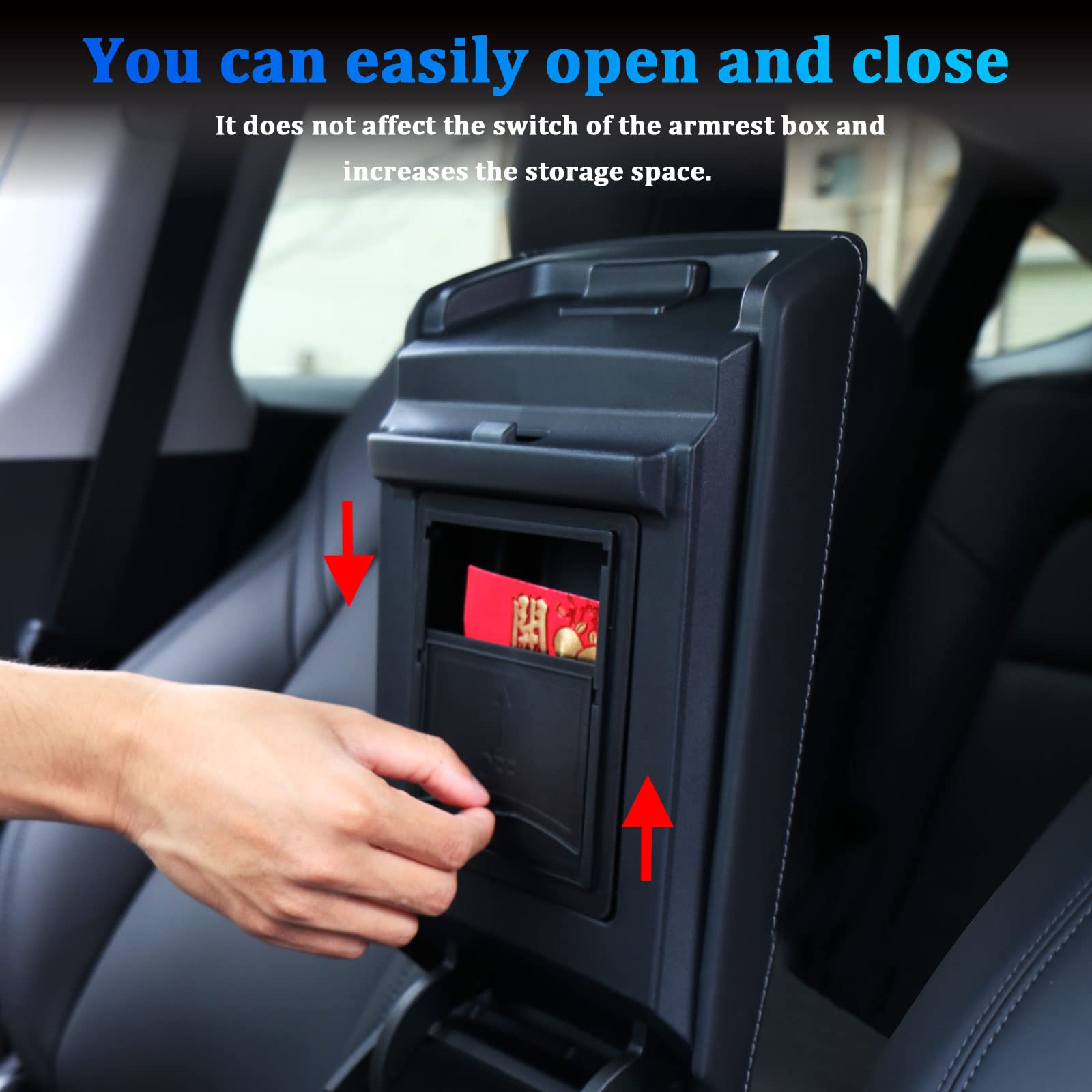 Carwiner 4 Pcs Center Console Organizer And Cup Holder Insert Compatible With 2021-2023 Tesla Model 3,2021-2025 Model Y, Flocked/Silica Rubber Armrest Hidden Cubby Drawer Storage Box Accessories