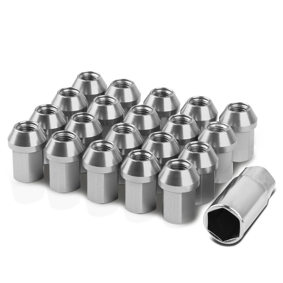 Auto Dynasty M12 x 1.5 Close End 20-Piece Aluminum Alloy Wheel Lug Nuts + Deep Drive Extension (Silver)