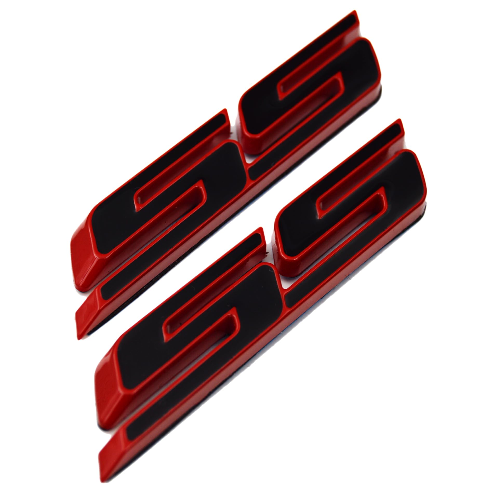 (Set Of 2) Slant Ss Grill Side Fender Trunk Emblem Badge Decal With Sticker For Chevy Impala Cobalt Camaro 2010 2011 2012 2013 2