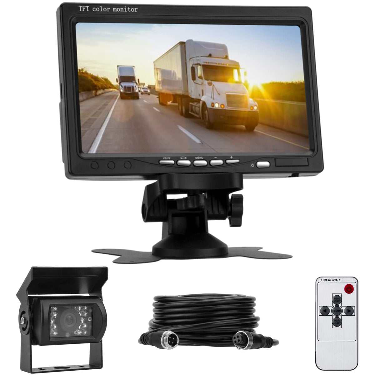 Cicmod Backup Camera For Truck Rv Trailer Camper Van Waterproof 12V 24V Rear View Camera System With 7 Inch Monitor