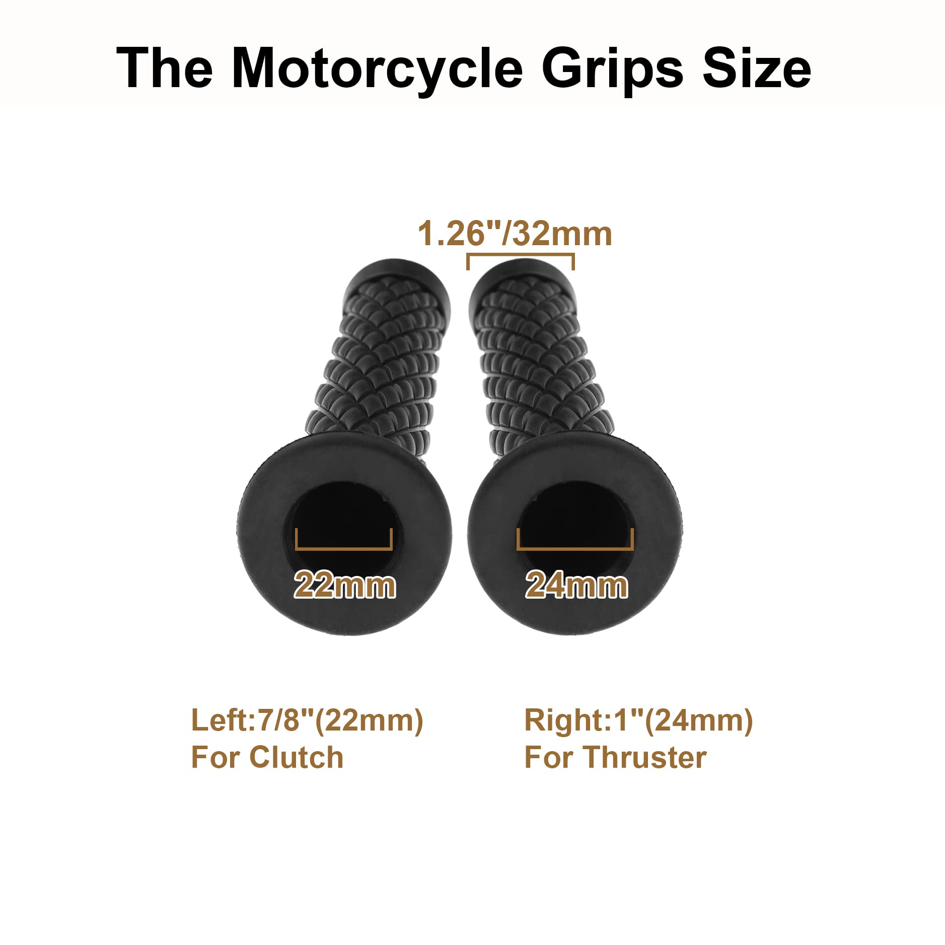 Coxotom Universal Motorcycle Grips - Non-Slip Rubber, Black, 7/8 & 1 Fits Harley, Honda, Yamaha, Suzuki, Kawasaki Dirt Bikes