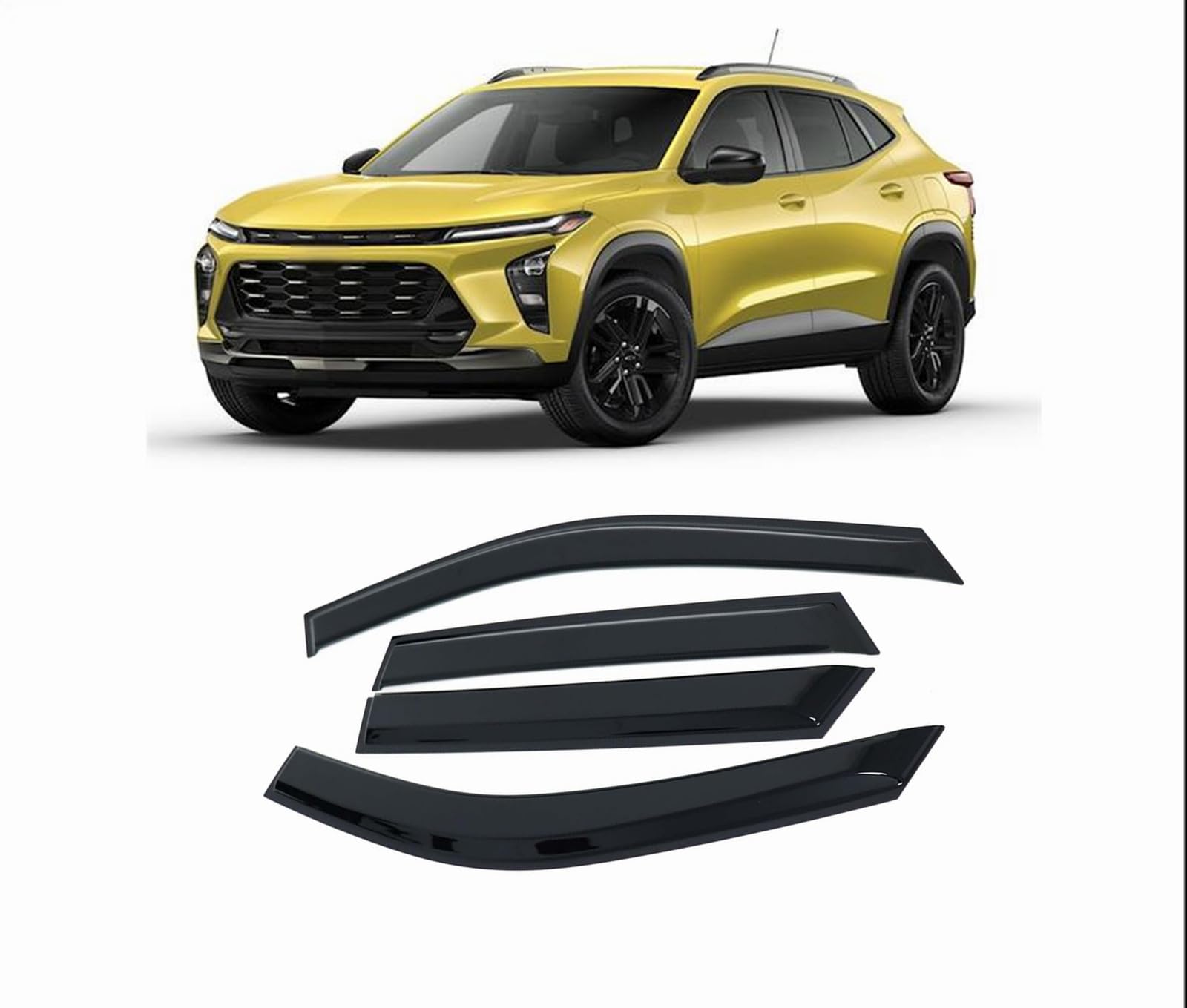 Zzdsnj Tape-On Window Visors 4-Piece For 2024 2025 Chevy Trax Sun Rain Guards Shield Shade Smoke
