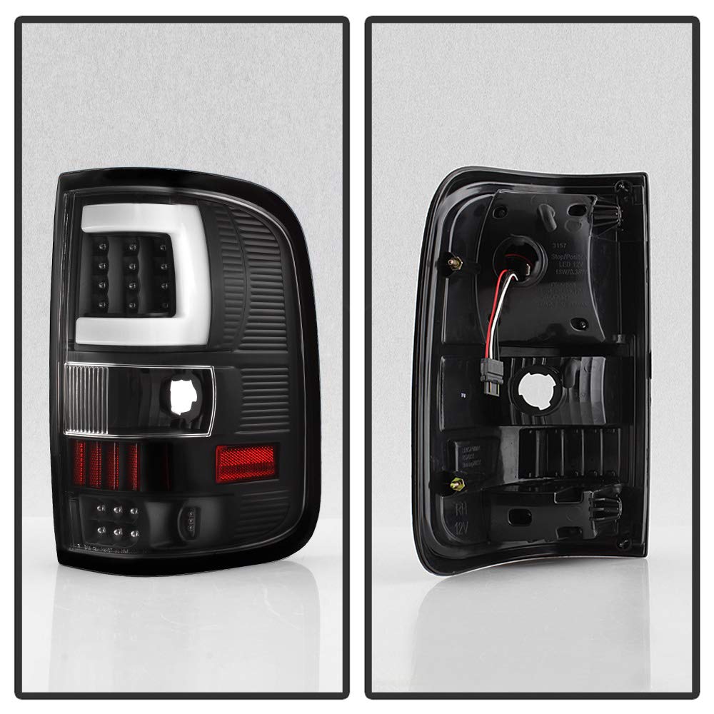 Acanii - For Black 2004 2005 2006 2007 2008 Ford F150 Lobo Pickup Led Tube Tail Lights Lamps