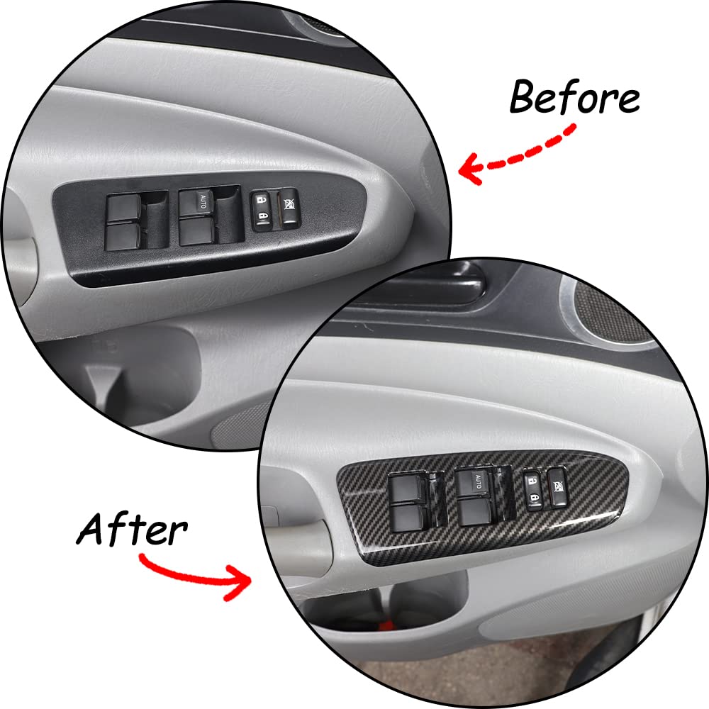 Abs Car Look Interior Door Armrest Window Switch Panel Cover Trim For Toyota Tacoma 2011 2012 2013 2014 2015 (Carbon Fiber)