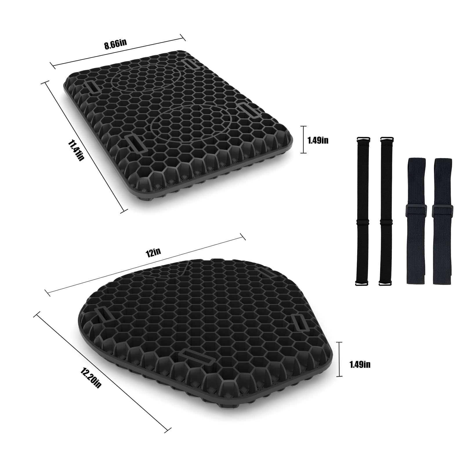Motorcycle Gel Seat Cushion Front And Rear Combo Kit-Soft Rubber Material Motorcycle Seat Cushion Pad, Cool And Breathable Travel Seat Cushion, Honeycomb Structure Seat Cushion,With Seat Cover