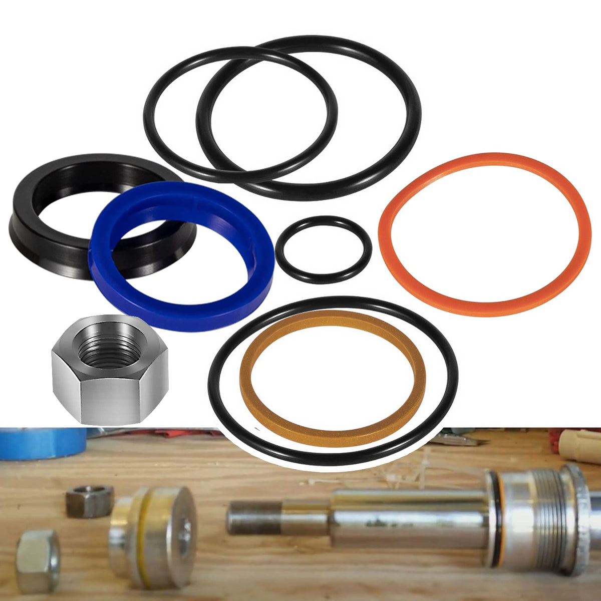(1 Set) 6803329/7137769 Hydraulic Lift Cylinder Seals Kit Fits For Bobcat 444, 500, 520, 530, 533, 540, 542B, 643, 731, 743 Etc