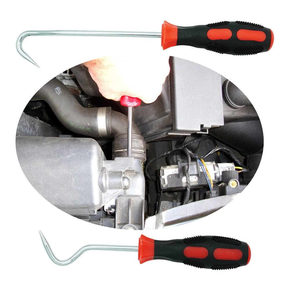 Vastools 10'' & 8'' Hose Removal Hook Pick Set, Radiator Hose Remover, Dual Material Handles, Carbon Steel, Multicolor