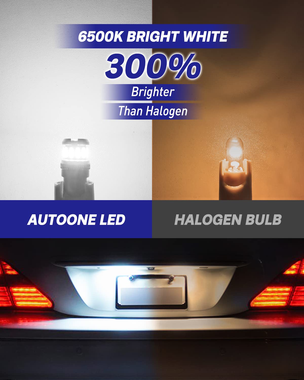 Autoone 194 Led License Plate Light 300% High Brightness T10 168 2825 W5W Bulbs For Dome Map Door Courtesy Interior Car 6500K Wh