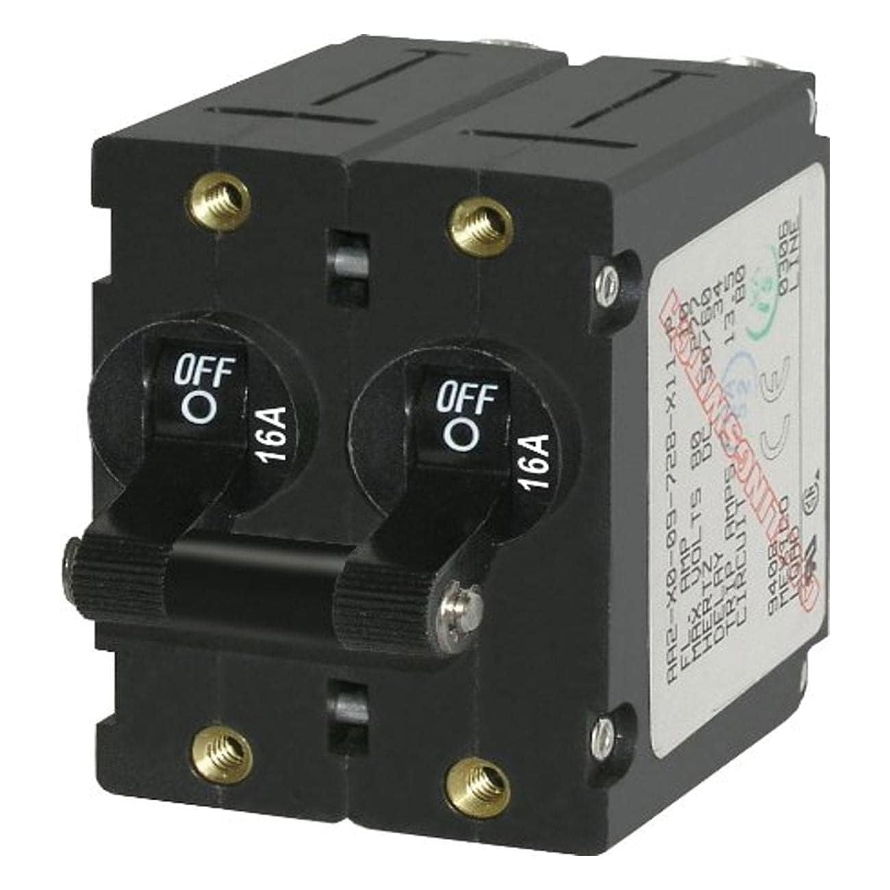 Blue Sea Systems A-Series Black Toggle Double Pole 16A Circuit Breaker