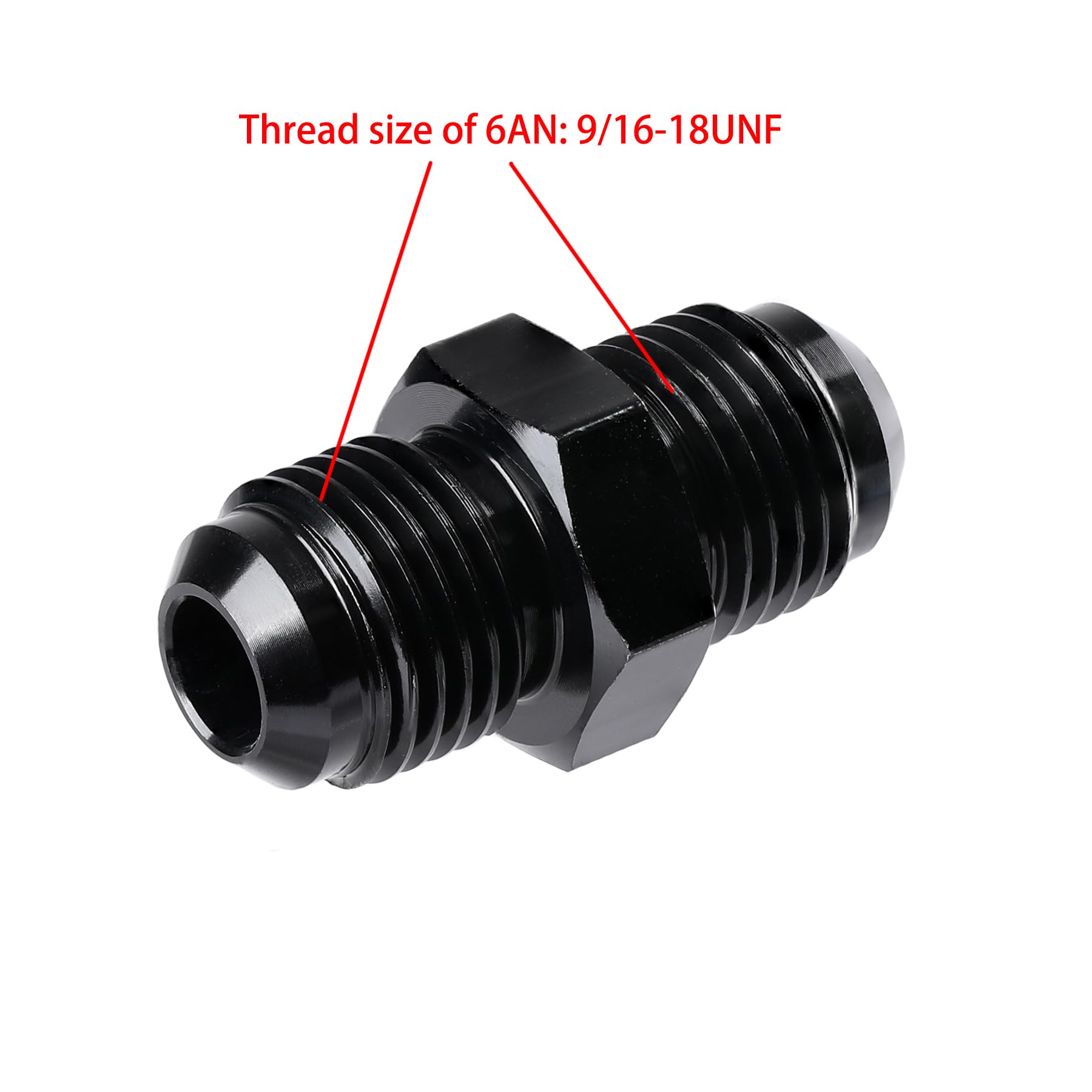 Ucreative 6An To 6An Male Flare Coupler Union Straight Fuel Hose Fitting Black (2Pcs)