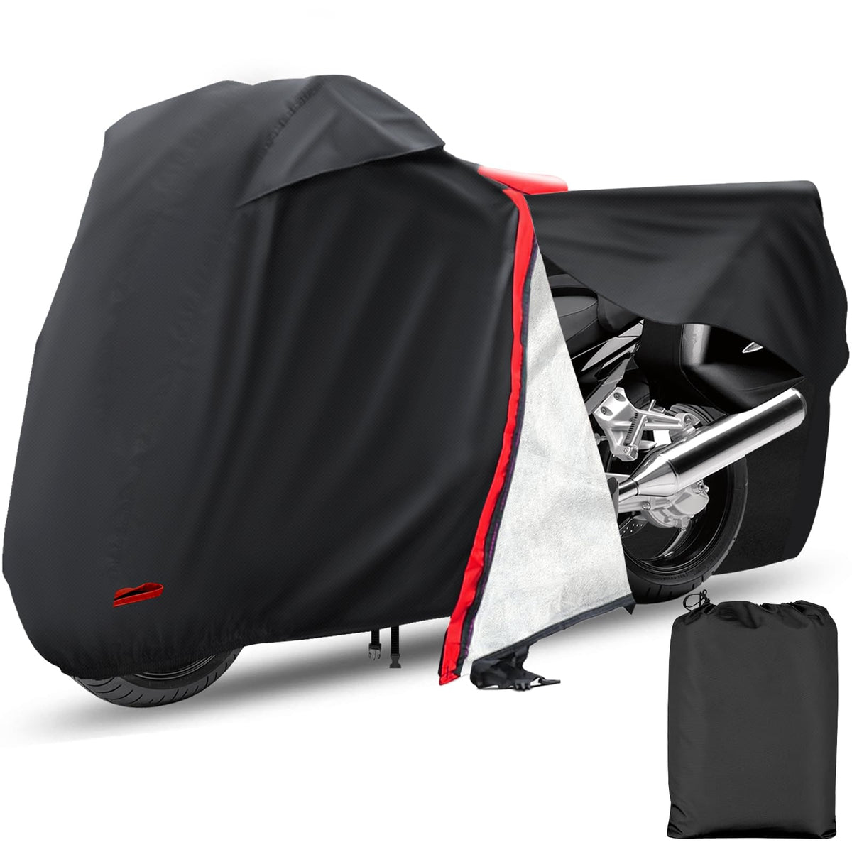 Autolion Motorcycle Cover,Waterproof Zipper Outdoor Cover For All Seasons Windproof, High Heat Resistance Dustproof And Rainproo