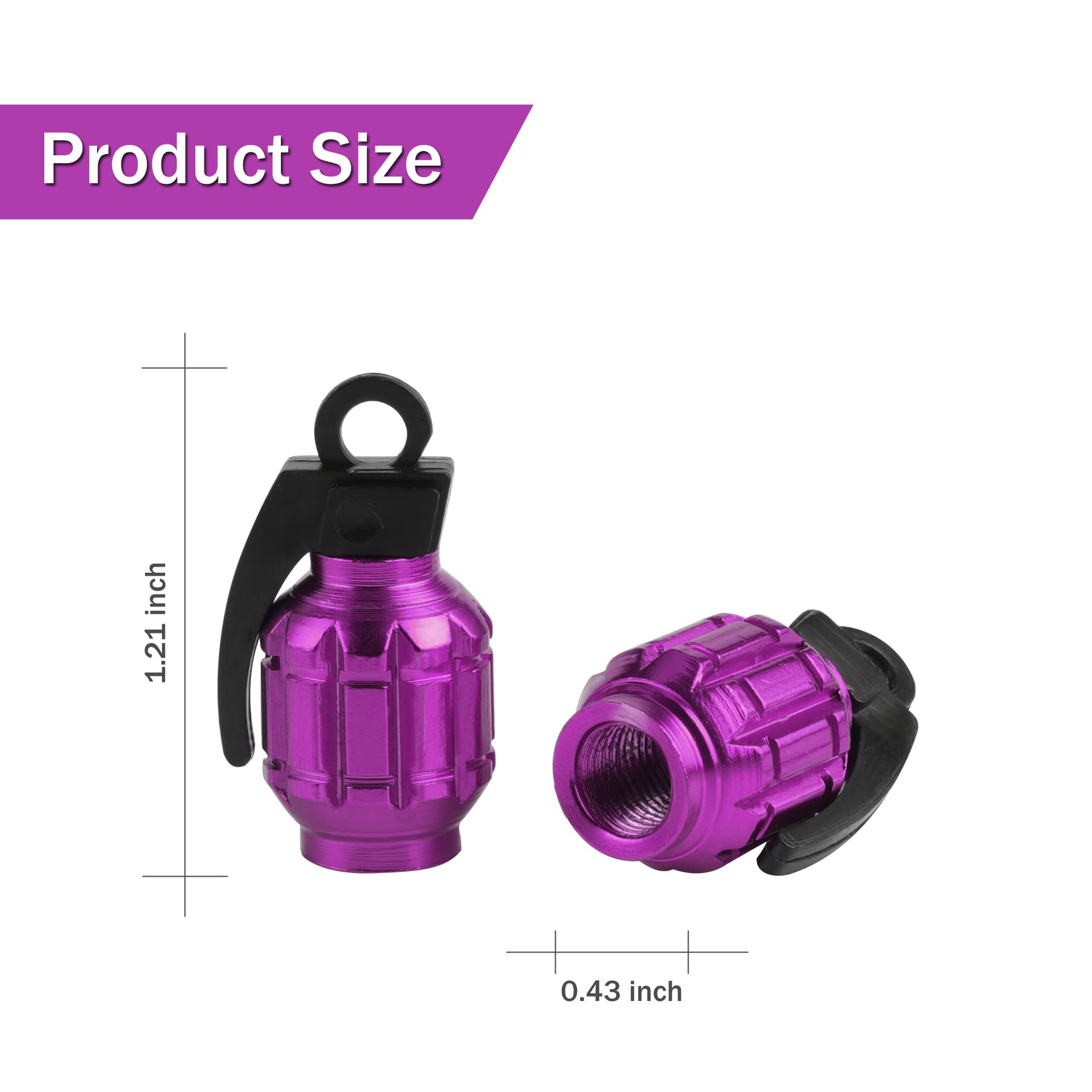 Singaro Aluminum Tire Valve Cap, Car Tire Waterproof And Dustproof Valve Stem Cover Accessories, Universal For Suv, Car, Bike And Motorcycle (4Pcs Purple)