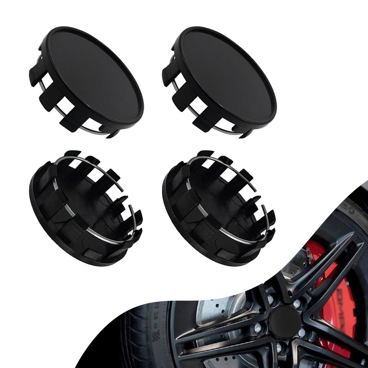 Crynod 4 PCS Car Wheel Center Hub Cover, Rust Resistant Wheel Center Caps, ABS Snap-in Vehicle Rim Hub Central Hubcap Replacemen