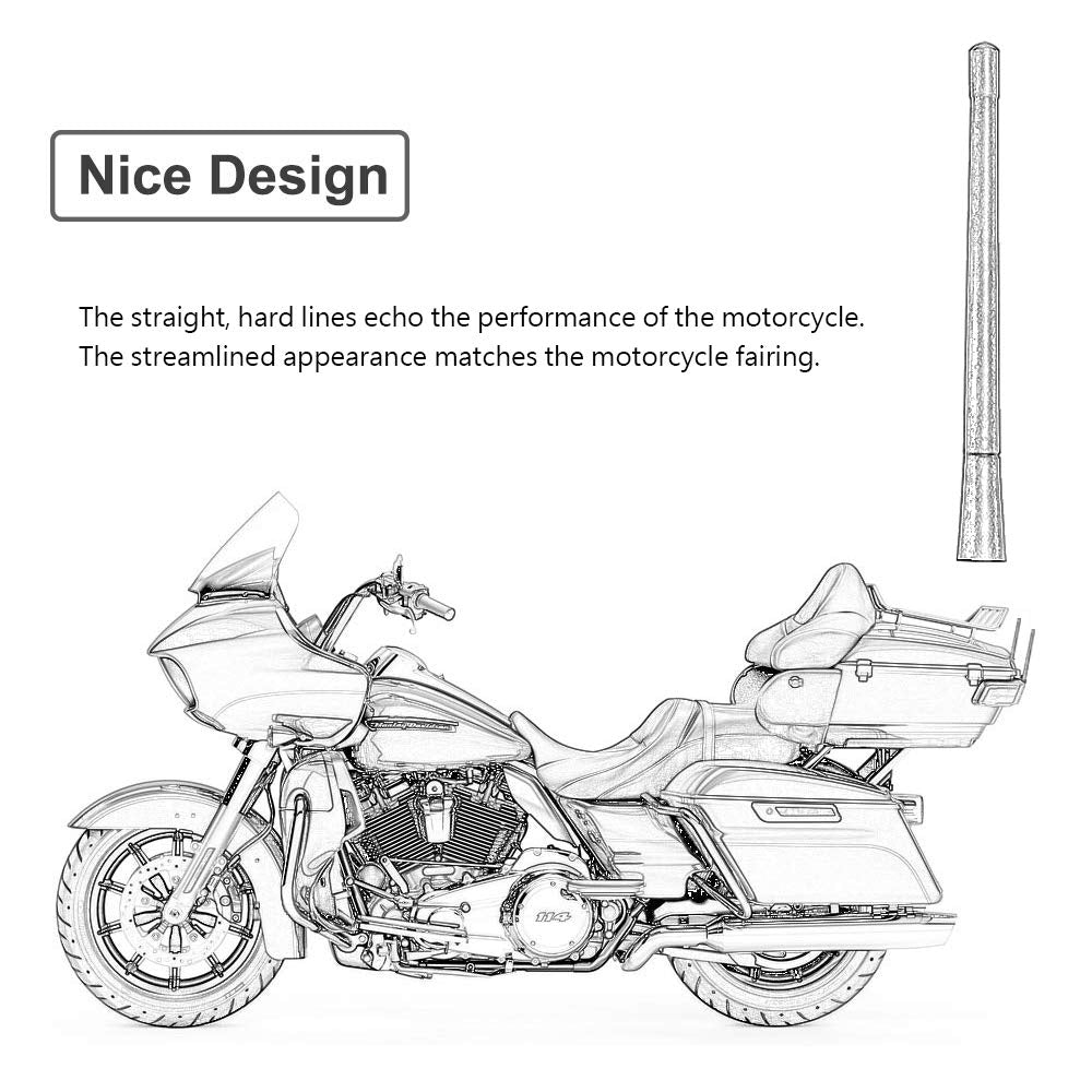 Ba-Boling 7- Inch Short Motorcycle Antenna Replacement For Harley Davidson 1989-2024 Touring Electra Glide Ultra Classic ?Custom Flexible Rubber (2 Pack)