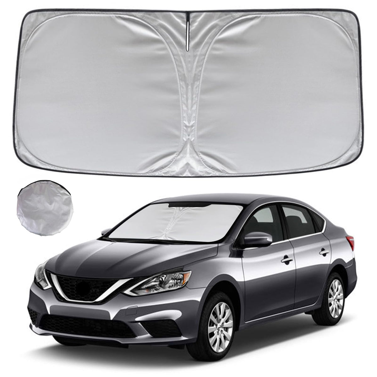 Kayzt Windshield Sun Shade For 2014-2019 Nissan Sentra Foldable Sunshade Front Window Custom Fit Car Accessories