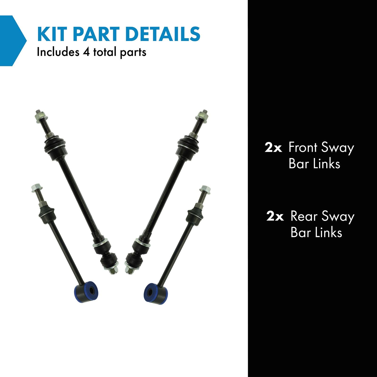 Trq Sway Bar Stabilizer Link Set Front & Rear Compatible With 04-05 Ram 1500