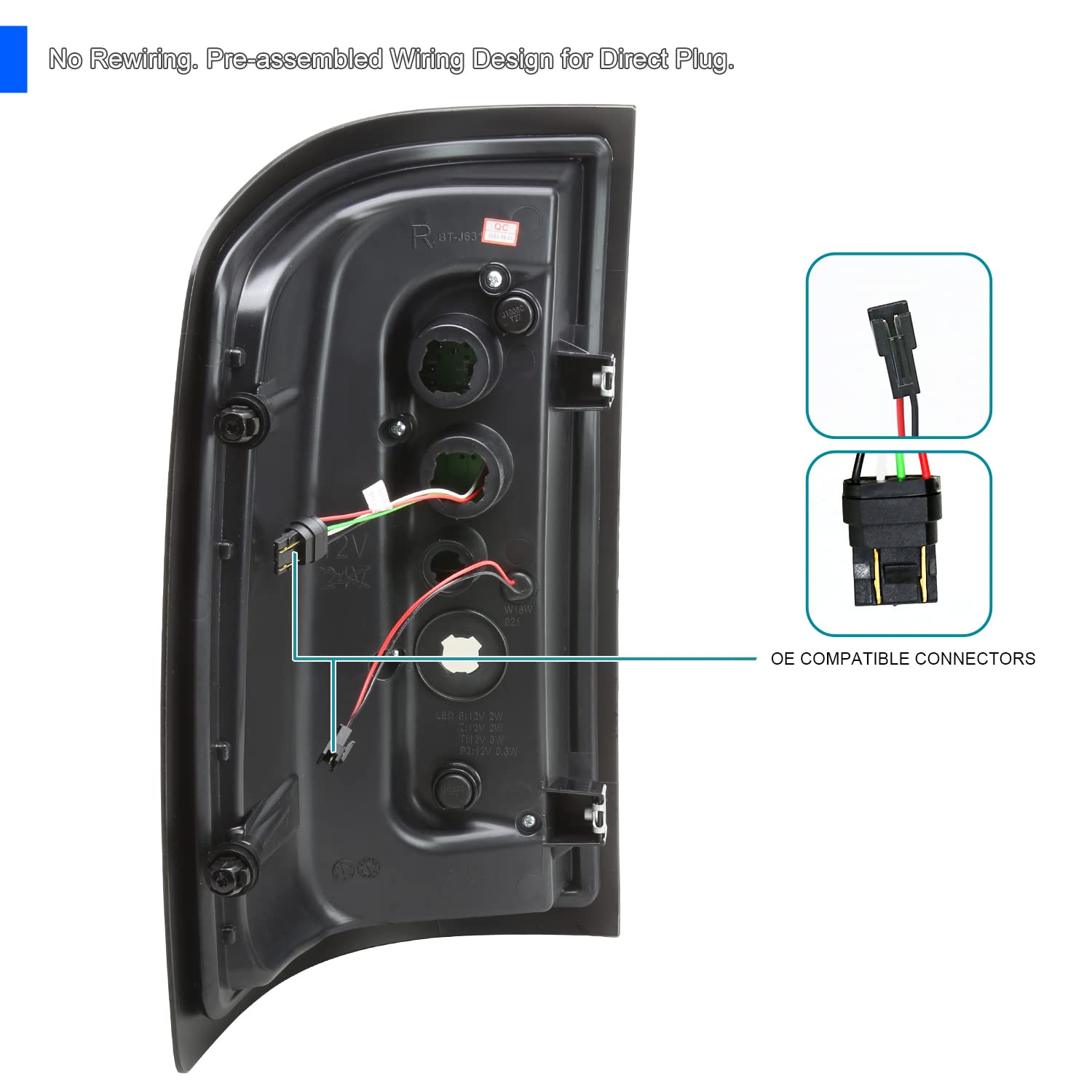 Spec-D Tuning Smoke Lens LED Bar Tail Lights Compatible with 2014-2018 GMC Sierra 1500, 2014-2018 GMC Sierra 2500HD, 2014-2018 GMC Sierra 3500HD, Left + Right Pair Assembly