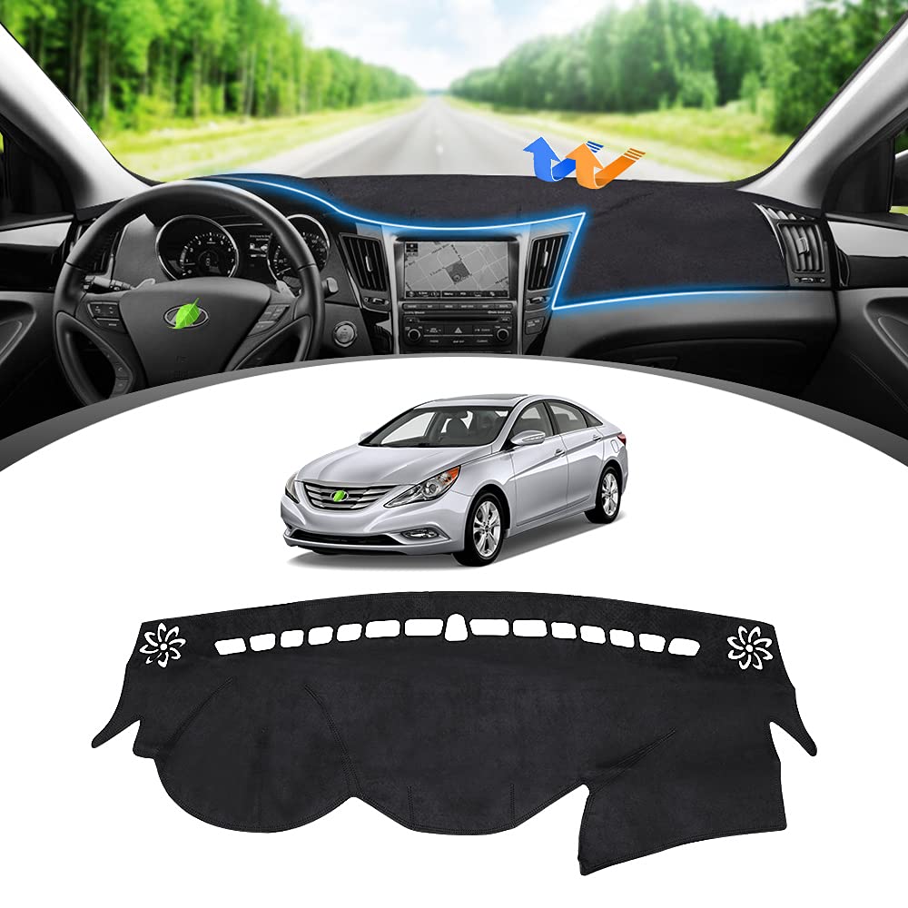 FIILINES Dash Cover for Hyundai Sonata 2011-2014, Dashboard Cover Sonata Accessories Suede Dash Cover Mat Sunshade Anti-Slip Pad