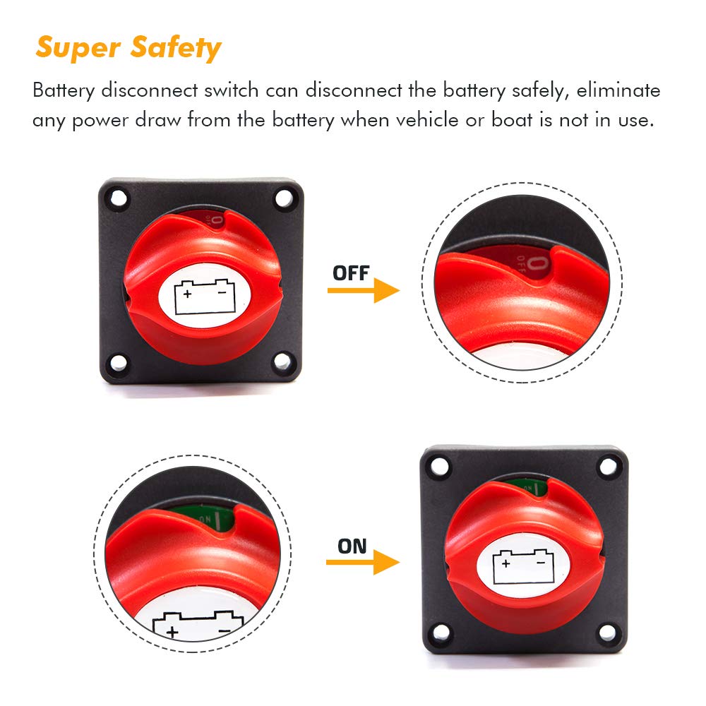 Battery Switch For Marine Boat Rv Atv Vehicle 6V 12V 48V 60V Battery Disconnect Master Isolator Switches Heavy Duty Waterproof Cut Off Shut Off Disconnect