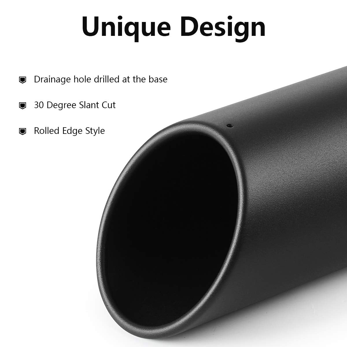 A-Karck Exhaust Tip 3 Inch Inlet, 3'' Inlet 4'' Outlet 12'' Long Black Coated Finish Muffler Tip For Truck Tailpipe, Stainless S