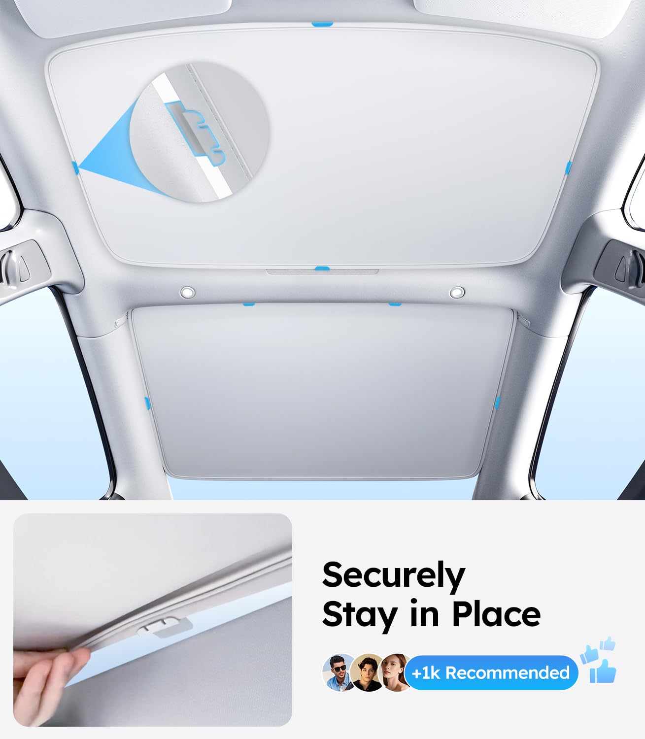 Wigoo Tesla Model 3 Sunshade Roof [Never Sag, Nano Ice-Crystal Coatings] 3-Gen Heat Insulation Glass Roof Sun Shade, Accessories