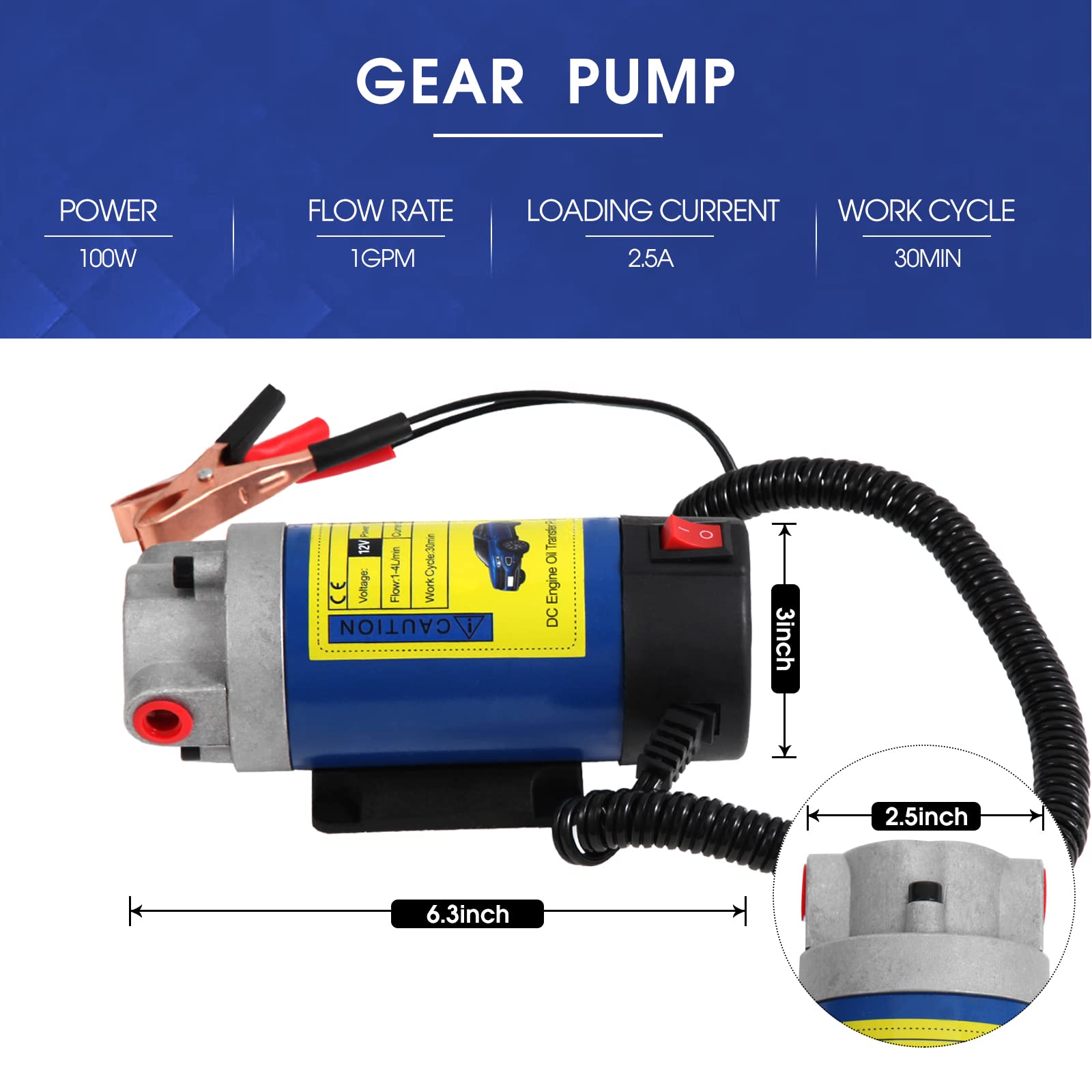 Vevitts Engine Oil Pump, Portable Electric Self-Priming Motor Oil Pump for Car Motorcycle and Boat Engine Oil Transfer Change Pu