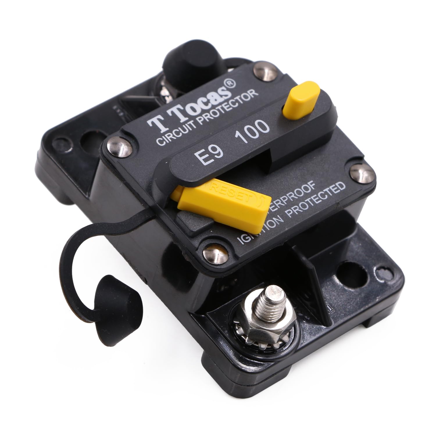 T Tocas 100A Amp Circuit Breaker for Boat Trolling Motor Marine ATV Vehicles Stereo Audio Battery Solar System with Manual Reset Switcher 100 amp Waterproof DC 12V-48V (100A)