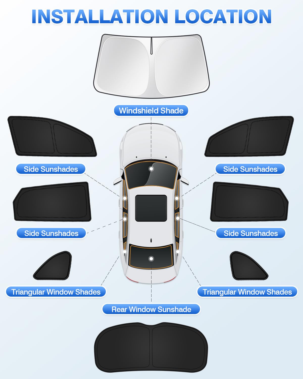 Canvcle Sunshades For Hyundai Tucson 2016-2021 Accessories Windshield Sun Shade Side Rear Window Shade Cover Sun Visor Shield Pr