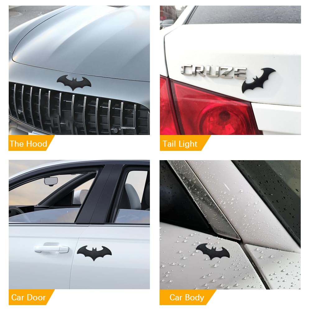 Pincuttee 2PC 3D Metal Sticker for Car,Bat Sticker for Car, Car Emblem Stickers,Car Exterior Decal and Sticker,Bumper Sticker fo