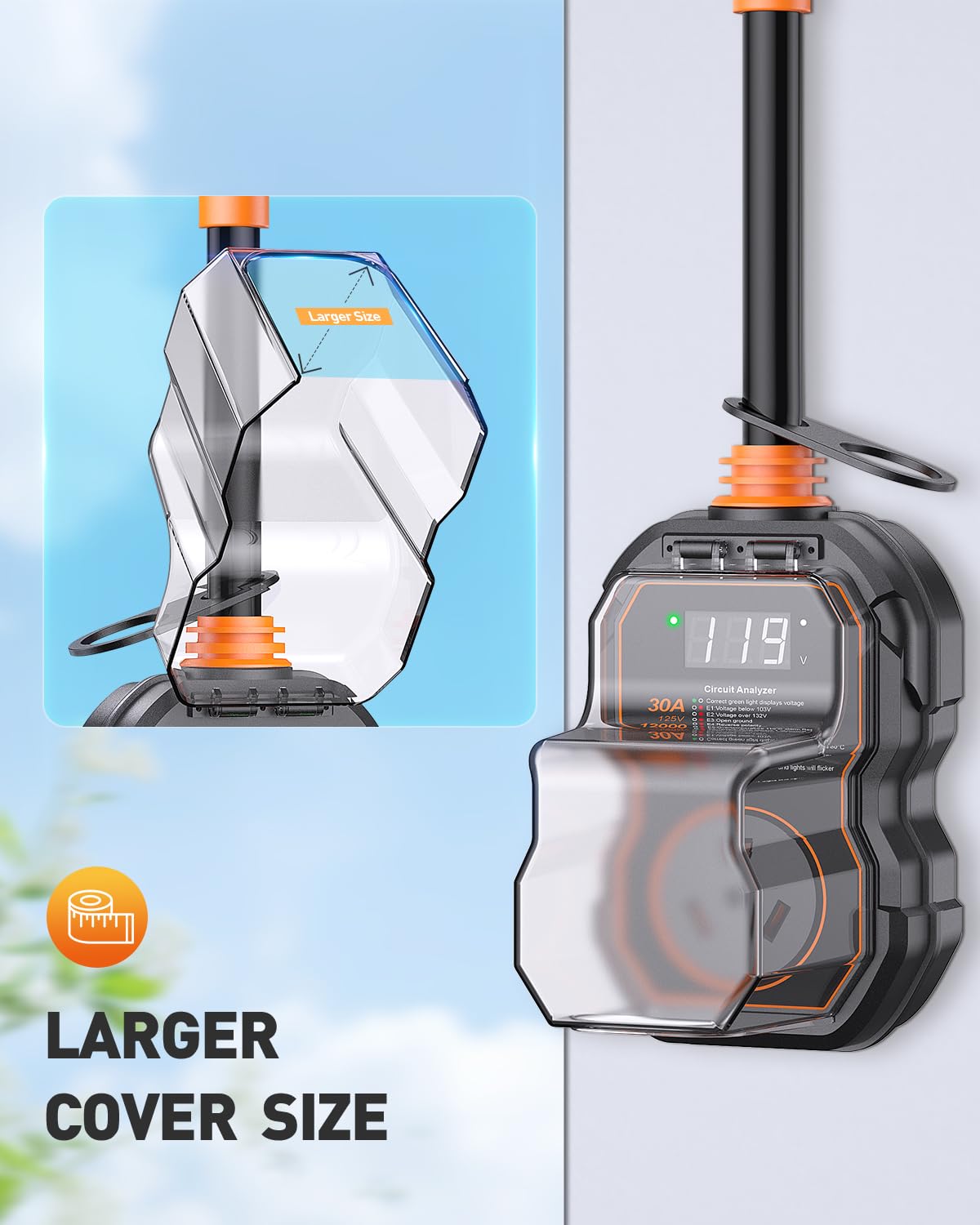 GEARGO 30 Amp RV Surge Protector with Smart LED Display, 12000 Joules, Waterproof, High/Low Voltage Protection for Camper